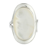 OVAL MOTHER OF PEARL ADJUSTABLE RING STERLING SILVER