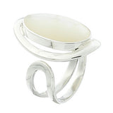 OVAL MOTHER OF PEARL ADJUSTABLE RING STERLING SILVER