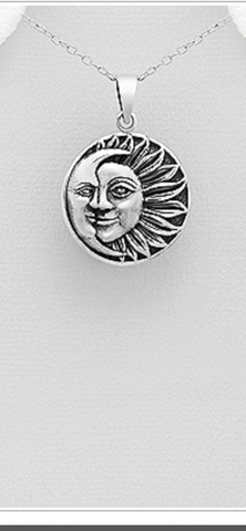 SUN AND MOON .925 STERLING SILVER Necklace